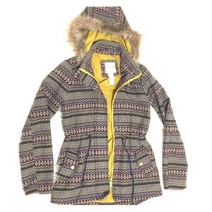 Mossimo Southwest Coat w/ Fur Hood, Sinch-waist, S